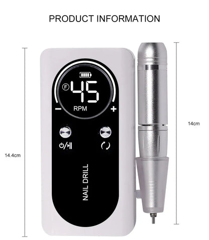 Professional 45000RPM Electric Portable Nail Drill Machine Rechargeable Low Noise